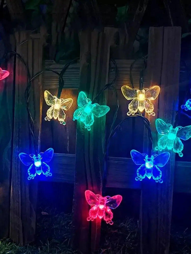 Solar Powered Butterfly String Light Outdoor Fairy Lights with 8 Modes Waterproof Solar Powered for Patio Yard Christmas Decor