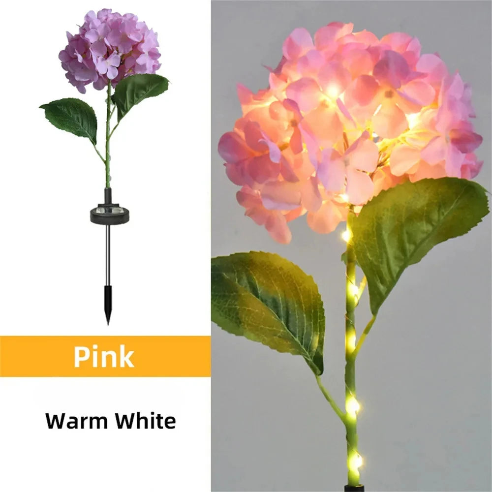 LED Hydrangea Lights Outdoor Waterproof Light for Path Yard Patio Courtyard Garden Ambience Ornamental Lights 1pc Solar-Powered