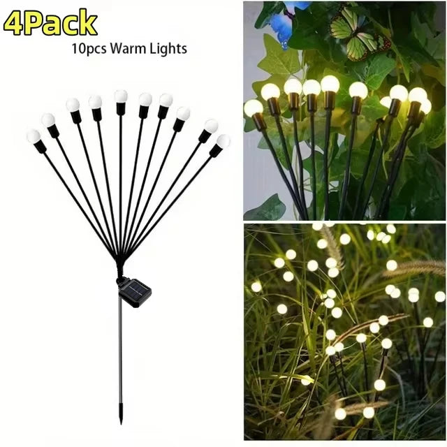 1/2 PCS Solar Garden Firefly Lights Outdoor Waterproof Starburst Swing Decorative Lamps for Path Yard Patio Pathway Landscape