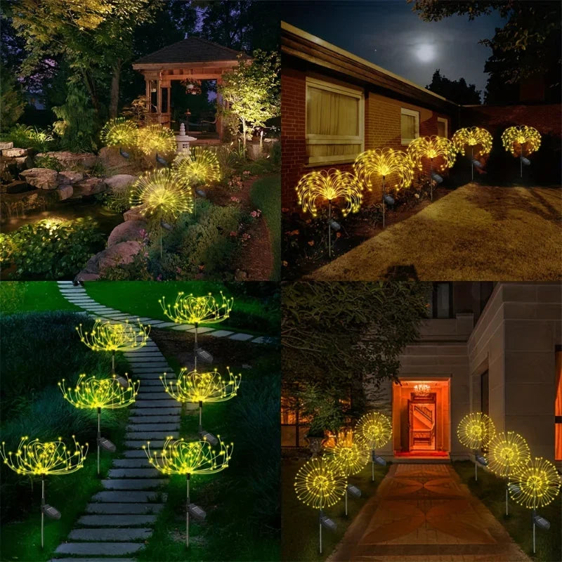 2/4/6/8/12 Packs Solar Garden Lights 200 LED Solar Powered Fireworks Lights w/ 600mAh Battery & 8 Modes Outdoor Yard Patio Decor
