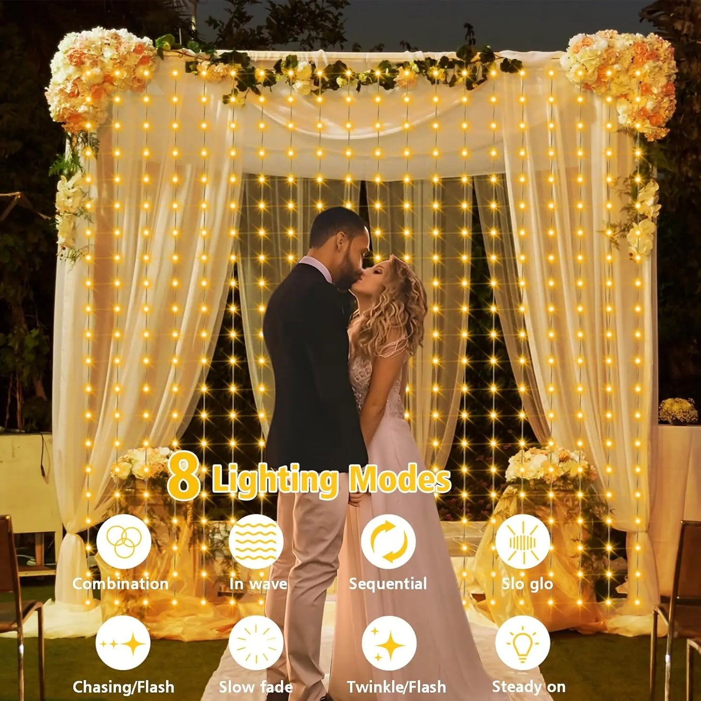 Outdoor Solar Curtain Light String Lights Garden Yard Pavilion Fairy Garland String Lights Holiday Wedding Decor Light