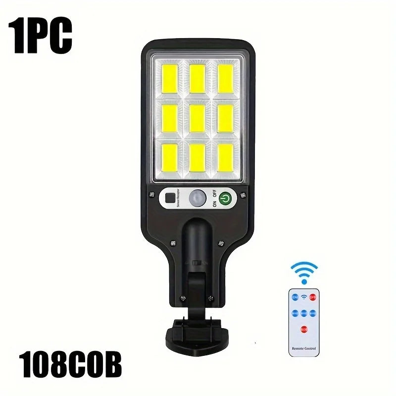 3 Light Modes 108/120COB Sensor Street Lamp Outdoor Waterproof Security Solar Lamps for Garden Patio Path Remote Control Light