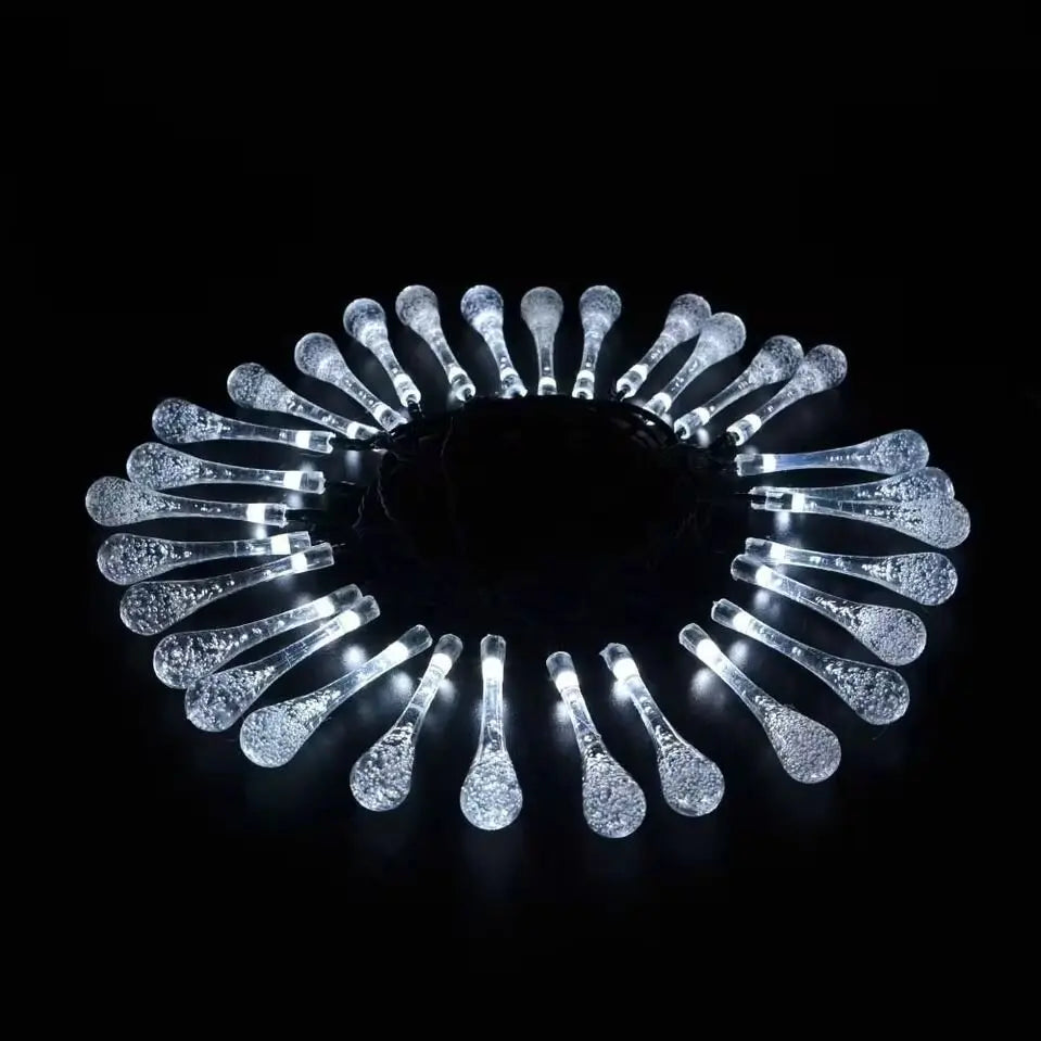 1PC LED Solar Water Drop String Lights,Outdoor Waterproof Fairy Lights,Decoration Lamp For Garden,Lawn,Courtyard,Balcony&Wedding