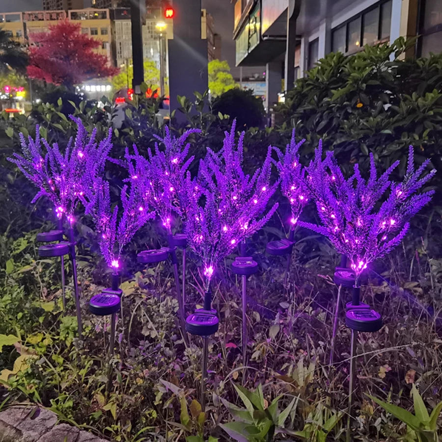 Solar Powered Simulation Lavender Floor Lamp, Outdoor Waterproof Lawn and Courtyard Lighting Lamp