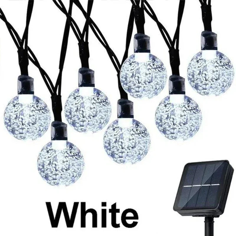 Solar Fairy Lights Outdoor Warm White 8 Modes IP65 Waterproof Crystal Ball String Light for Garden, Patio, Yard, Party, Wedding