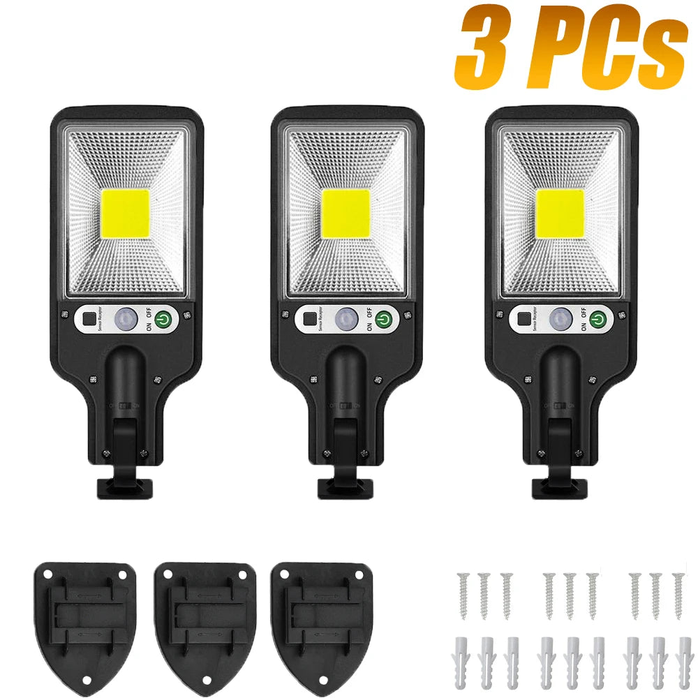 Solar Outdoor Led Courtyard Wall Lamp With 3 Mode Waterproof Motion Sensor Security Lighting Street Lights for Garden Patio Path