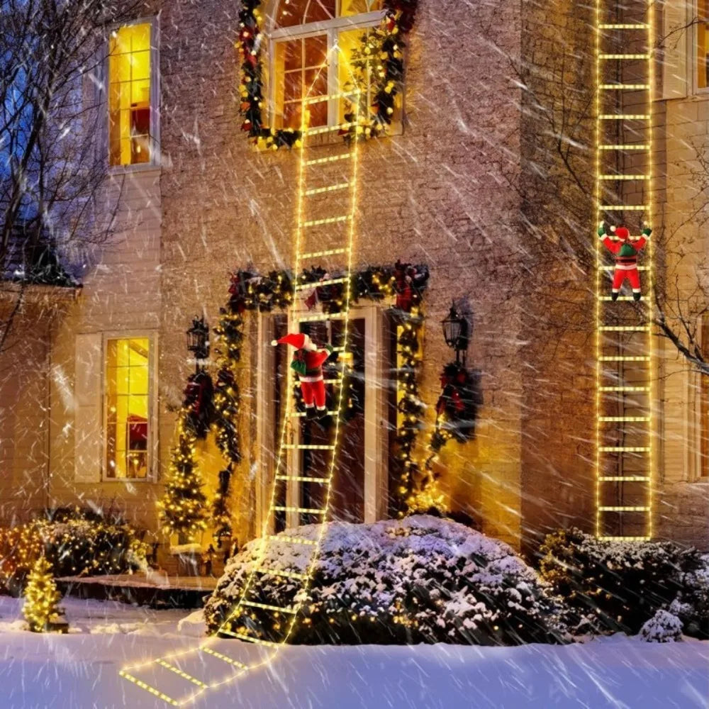 Christmas Decoration 2025 Santa Claus Climbing Ladder Room Decoration Home Outdoor Garden Cristmas Tree Ornement Gift LED