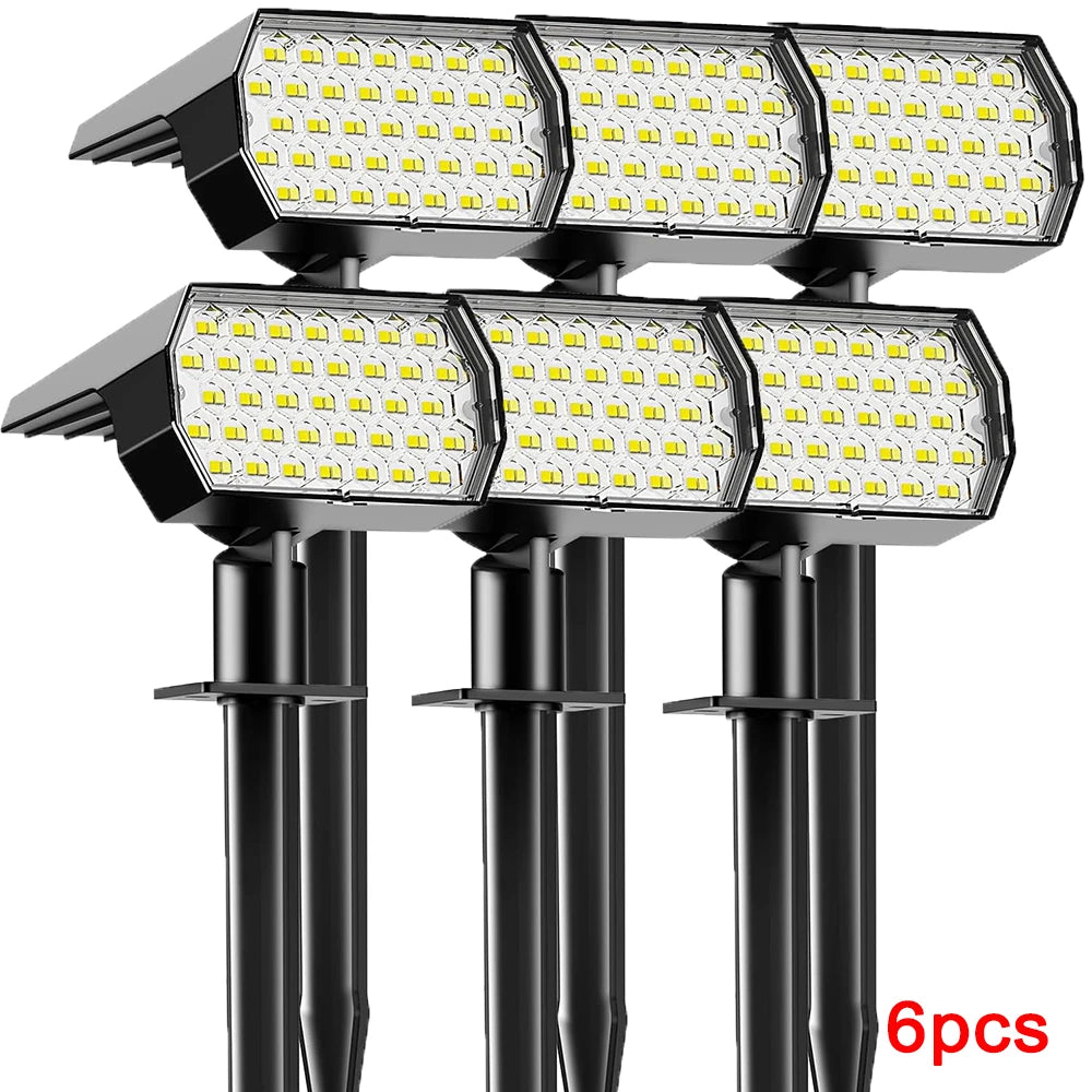 Solar 74 LED Lawn Light 1500mAh 3 Color Temperature Option, with Light Sensor for Uplighting Trees Statues 2/4/6pcs Solar Lamp