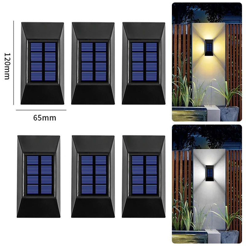 1/2//6pcs LED Solar Wall Lamp Garden Outdoor Waterproof Four Sides Glowing Light Staircase Balcony Lighting Solar Wall Lights