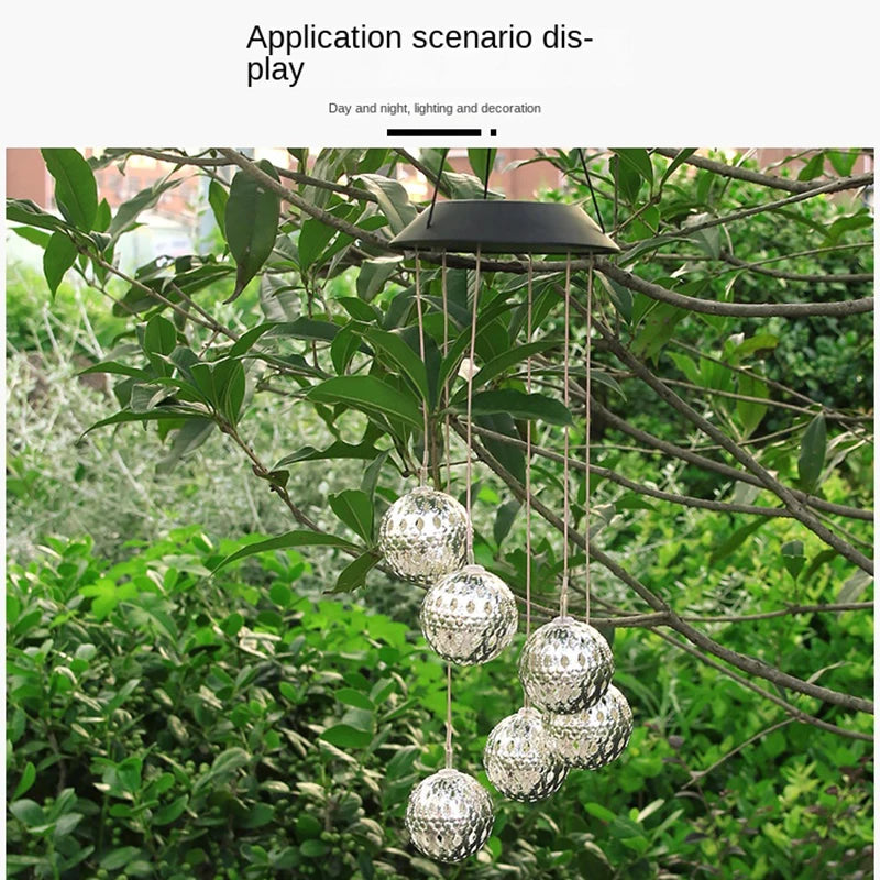 Solar Chandelier Balcony Terrace Arranged Wind Chime Lamps Outdoor Courtyard Garden Decorative Waterproof Small Hanging Lights
