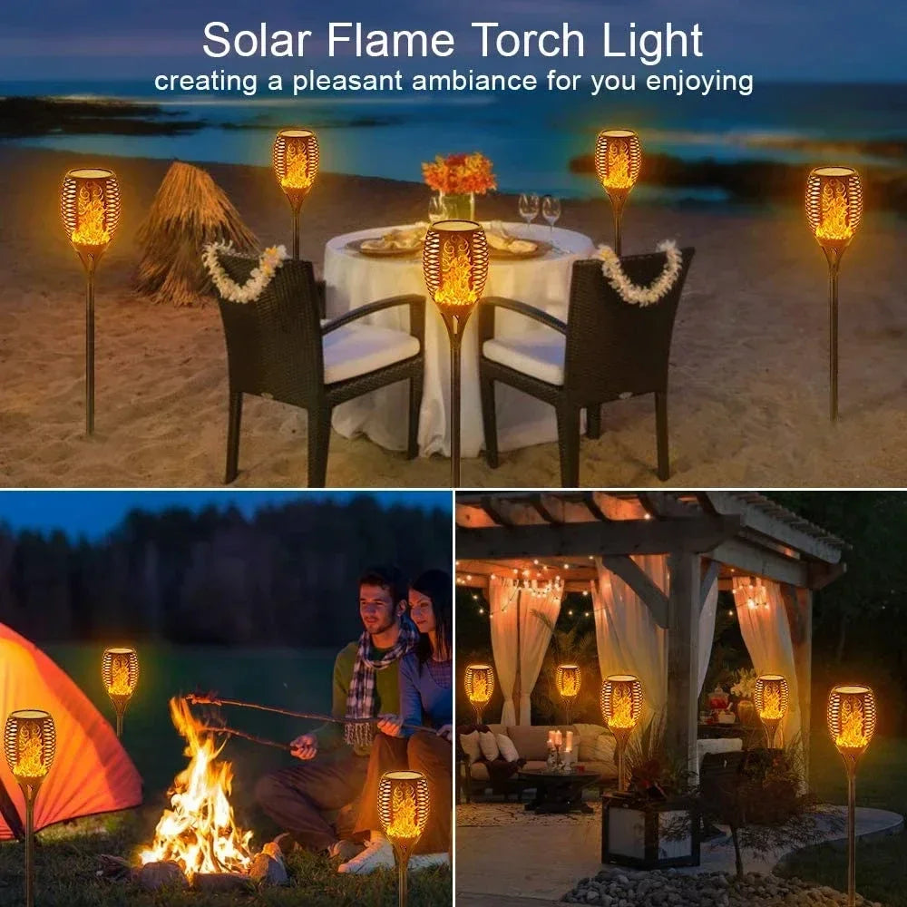 Solar Powered Flickering Flame Light LED Fire Effect Auto Dusk To Dawn Operation Weatherproof Outdoor Yard Patio Landscape