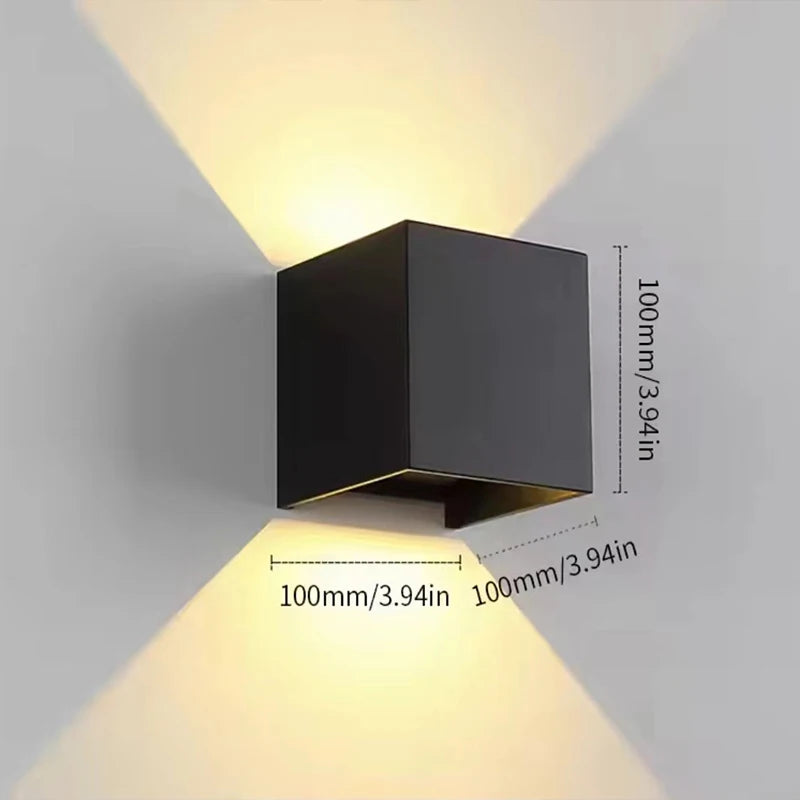 Outdoor Wall Lights, LED Up And Down Adjustable Beam DC110-220V Black Indoor Wall Lamp Warm White for Garden Bathroom Bedroom