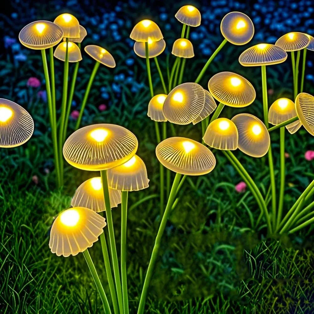 Solar Mushroom Lawn Lights Waterproof Party Yard Patio Pathway Jellyfish Lamp for Garden Decoration Solar Lights Outdoor 10 LED