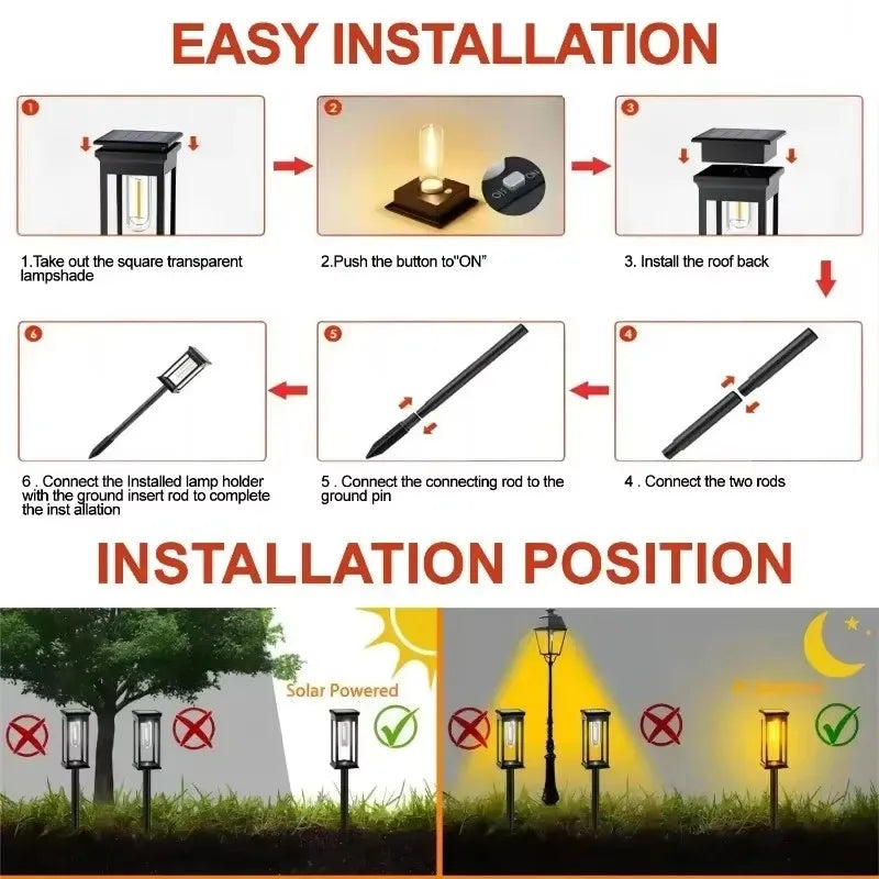 4 PCS Solar Lights Outdoor Solar Pathway Lights Waterproof Solar Lamps Landscape Lighting for Path Yard Garden Christmas