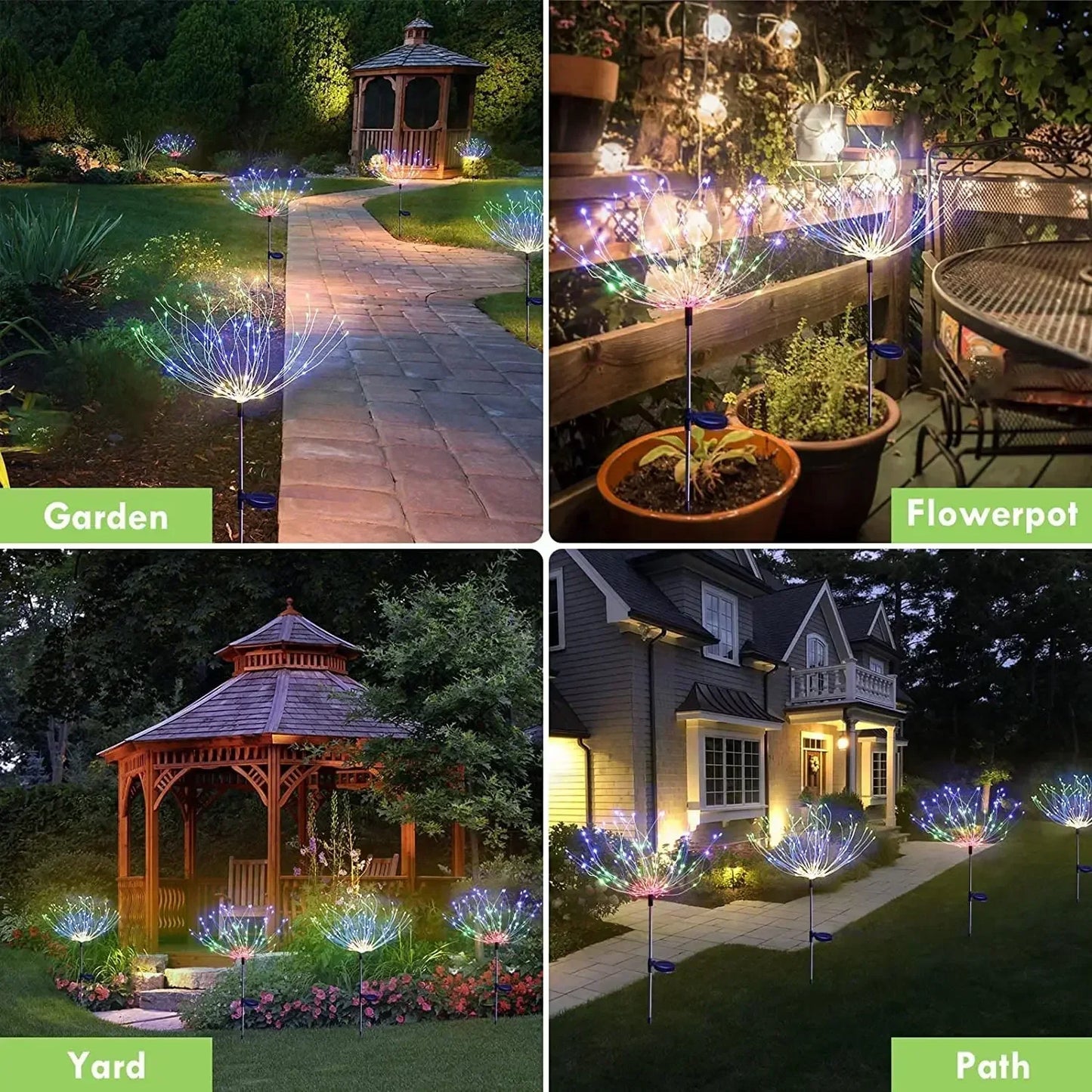 Christmas Decoration Party Wedding New Years Decor Solar LED Firework Light Outdoor Waterproof Garden Solar Garland Fairy Lights
