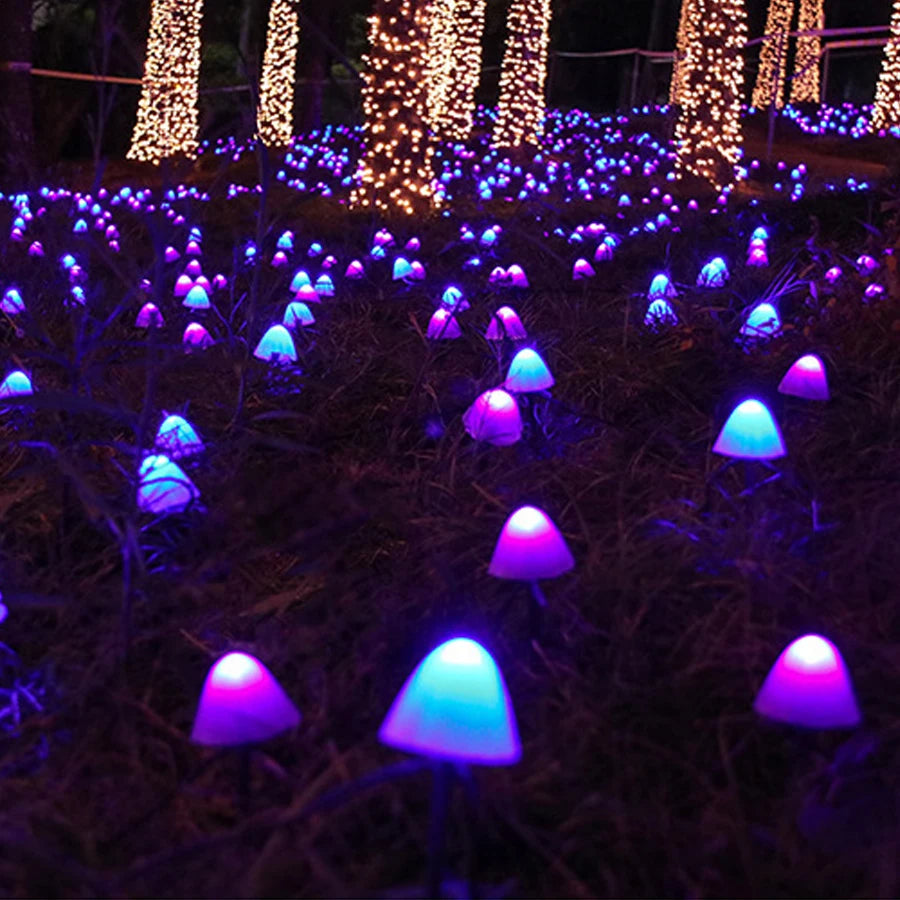 Solar lawn light, LED color light, outdoor plug-in mushroom light string, atmosphere light, courtyard light