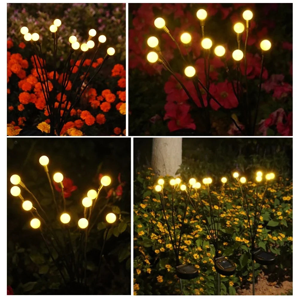1pcs Outdoor Solar Firefly Swaying Fairy Light 8 10 LED RGB Warm Waterproof Garden Light for Patio Christmas Festive Decoration