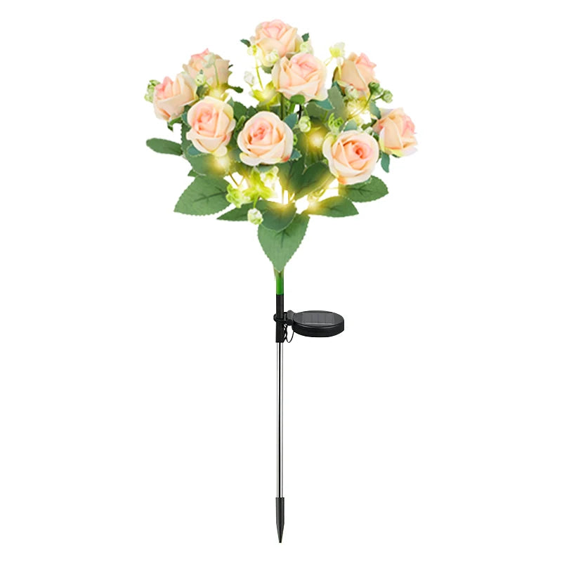 LED Solar Light Waterproof Azalea Solar Flowers Lamp Outdoor Decorative for Garden Yard Lawn Path Lighting Holiday Wedding Decor