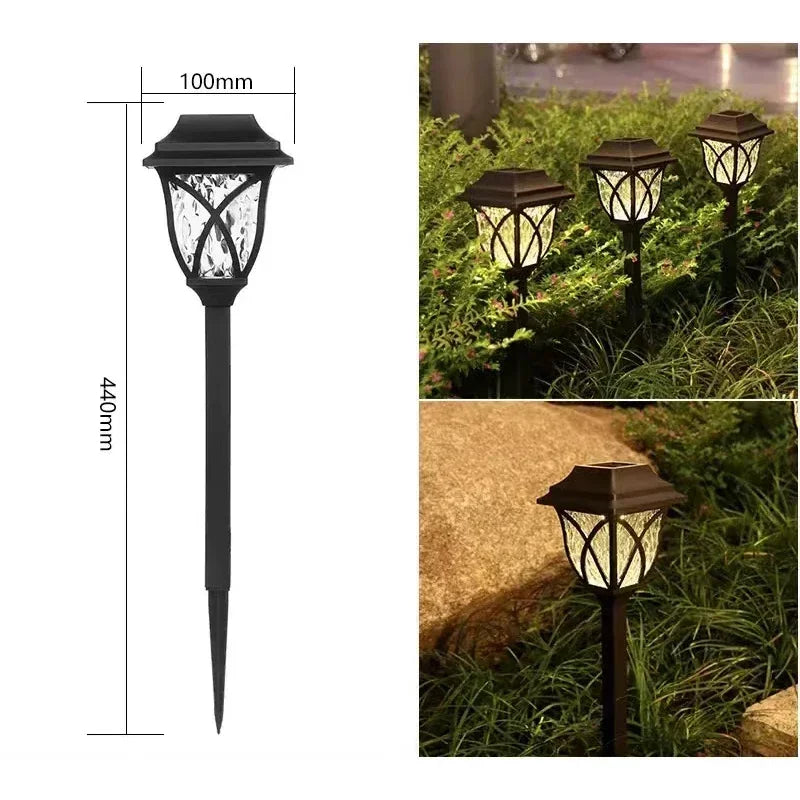 Led Solar Lawn Lights Outdoor Waterproof Warm Light Garden Decoration Lamp For Walkway Path Villa Yard Driveway