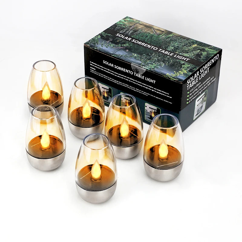 Solar Outdoor Candle LED Night Light Suitable for Indoor Desktop Step Decoration Garden Lawn Guardrail Street Stairs Steps Party