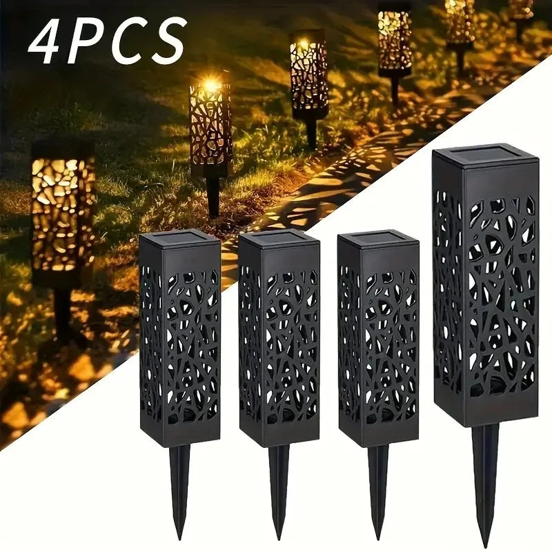 1-6Pcs Solar Outdoor Garden Light LED Hollow Carved Path Landscape Lawn Light For Garden Courtyard Terrace And Sidewalk Lighting