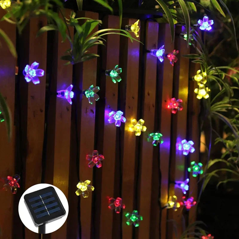 5M 20LED Solar String Lights Outdoor Waterproof 8 Mode Battery Operated Cherry Flower Light Garden Party Decoration