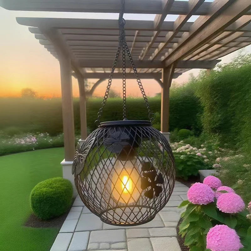 Solar Lantern Outdoor Waterproof, 1/2Pack Upgraded Metal Hanging Light Lanterns, Brighter Auto On/Off Yard Patio Pathway Porch