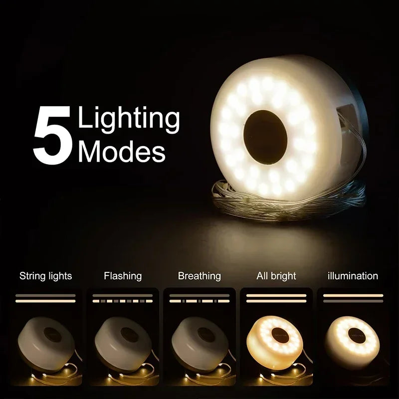 Camping String Lights Portable Rechargeable LED Fairy Light, USB for Hiking Travel Tent Yard Garden Decoration and Holiday Gift