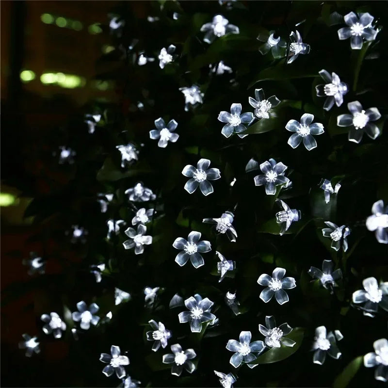 5M 20LED Solar String Lights Outdoor Waterproof 8 Mode Battery Operated Cherry Flower Light Garden Party Decoration