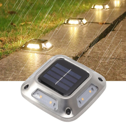 4PCS Solar Dock Lights 8LEDs Deck Driveway Light Outdoor Waterproof Wireless for Path Warning Garden Walkway Sidewalk Steps Deco
