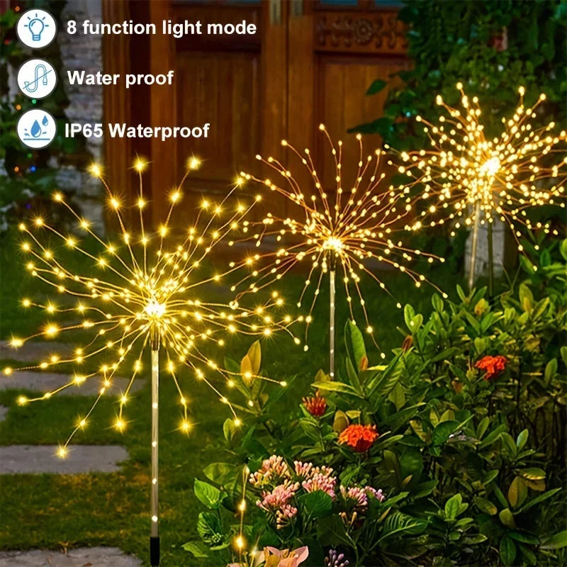 1 Pack Solar Fireworks Lights Outdoor,Holiday Lighting Firework Lights for Garden Patio,Wedding,Wall Decor Party Lights