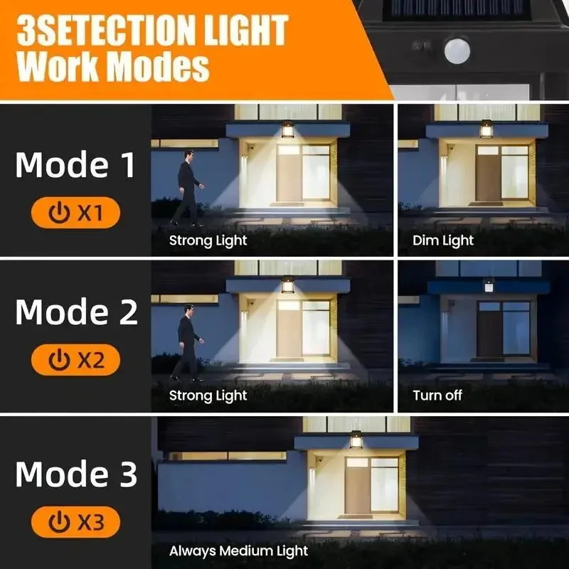 Powerful Outdoor Solar Lamp Garden Solar Powered light with Motion Sensor Waterproof Led Lighting External Decoration Warm White