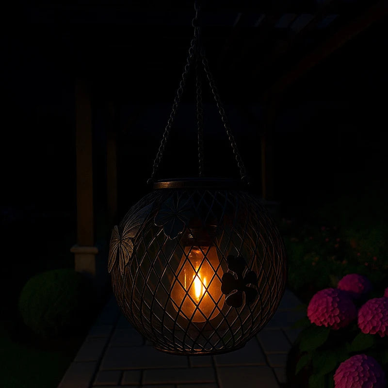 Solar Lantern Outdoor Waterproof, 1/2Pack Upgraded Metal Hanging Light Lanterns, Brighter Auto On/Off Yard Patio Pathway Porch