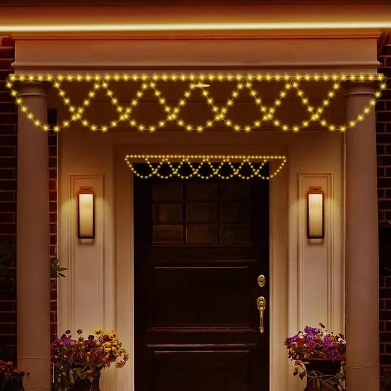 4M138 LED Light Christmas Lights String USB Plug-in Wave Shaped Hanging Curtain Light Bedroom Garden Eaves Deco LED String Lamps