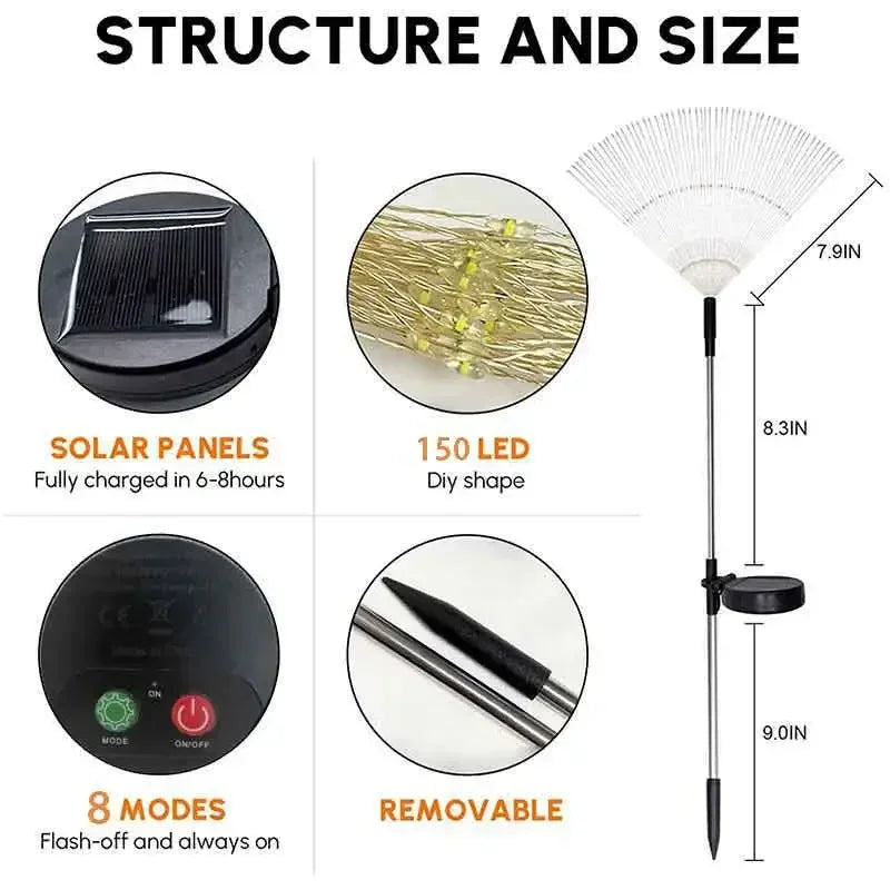 LED Solar Power Firework Lights Garden Decoration Fairy Lights Waterproof Outdoor Dandelion Lawn Lamp for Patio Garden Decor