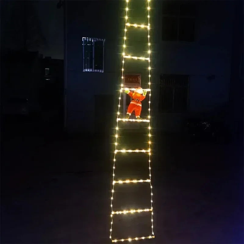 USB Connector 3M Santa Claus Climbing Ladder Warm Light Christmas Decoration Home Outdoor Garden Cristmas Tree Ornement Gift