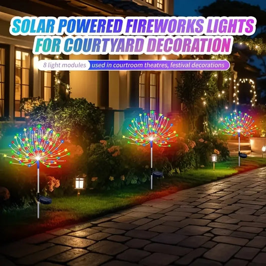 IP65 Waterproof Solar Fireworks Light Garden Decor 8 Modes Outdoor Christmas Decoration Patio Yard Stake Light Warm White