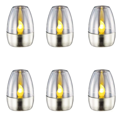 1-6PCS LED Stainless Steel Solar Candle Lights Outdoor Patio Garden Solar Lamp Lawn Deck Decorative Night Lights Solar Lantern