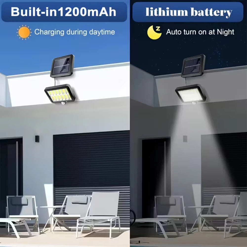 120 COB Solar Wall Lamp Motion Sensor Led Solar Lights 3 Modes with Remote Control Outdoor Waterproof Lamp for Garden Yard Decor