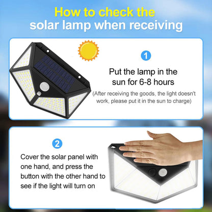 1/2/4/Pcs 100 LED Wall Lights Outdoor Solar Lamp PIR Motion Sensor Solar Powered Sunlight Street Light for Garden Decoration