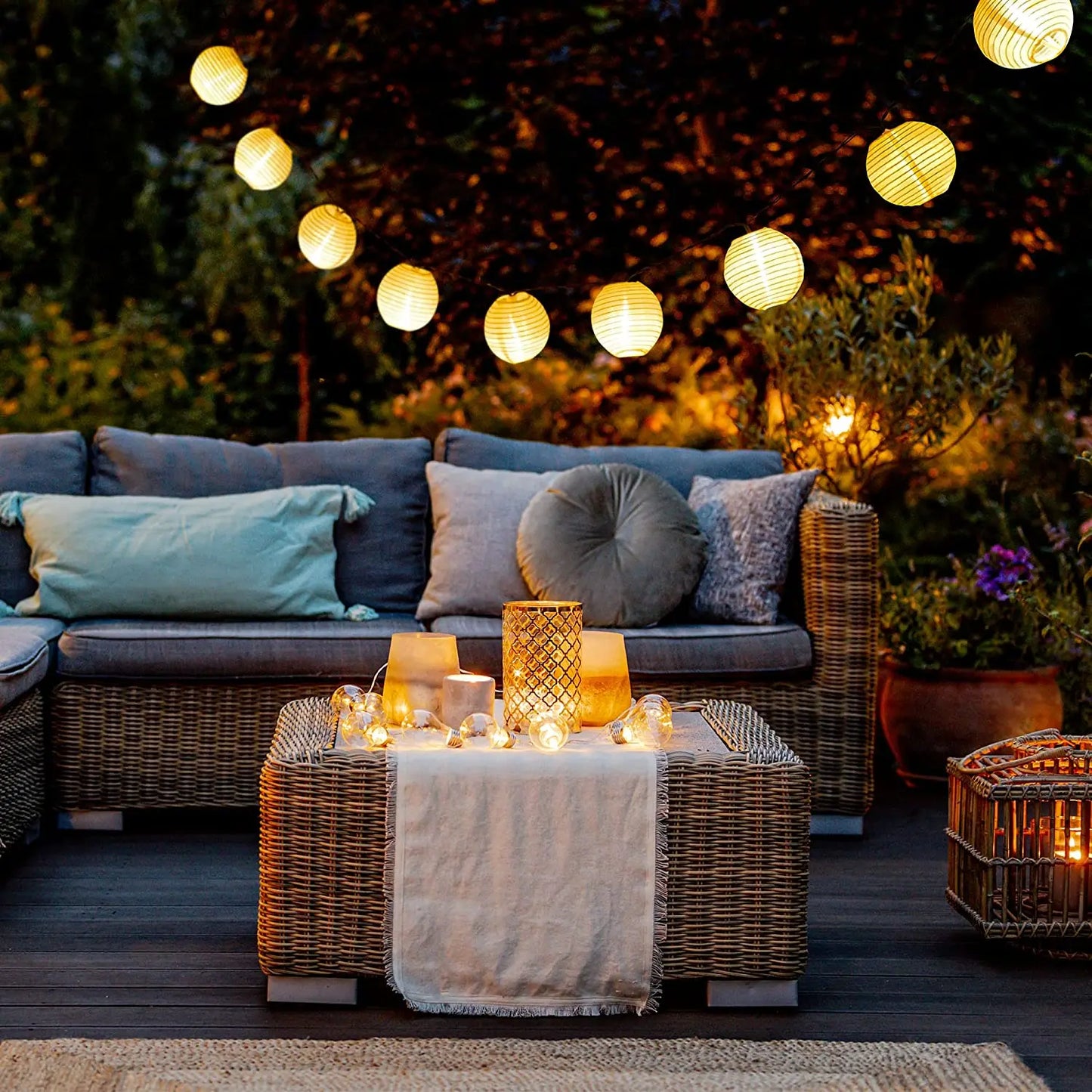 Solar Lantern String Lights Waterproof Outdoor LED Garland Fairy Light Patio Garden Decoration Light for Christmas Wedding Party