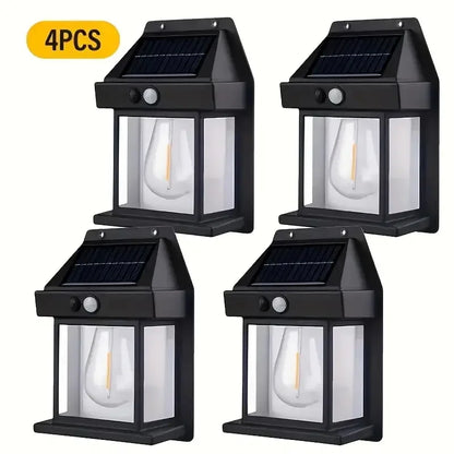 Powerful Outdoor Solar Lamp Garden Solar Powered light with Motion Sensor Waterproof Led Lighting External Decoration Warm White