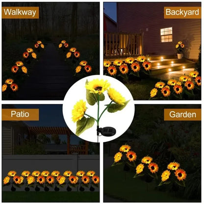 1/3 Head LED Solar Light Sunflower Outdoor Waterproof Garden Lawn Wedding Christmas Party Decoration Solar Powered Garland Light