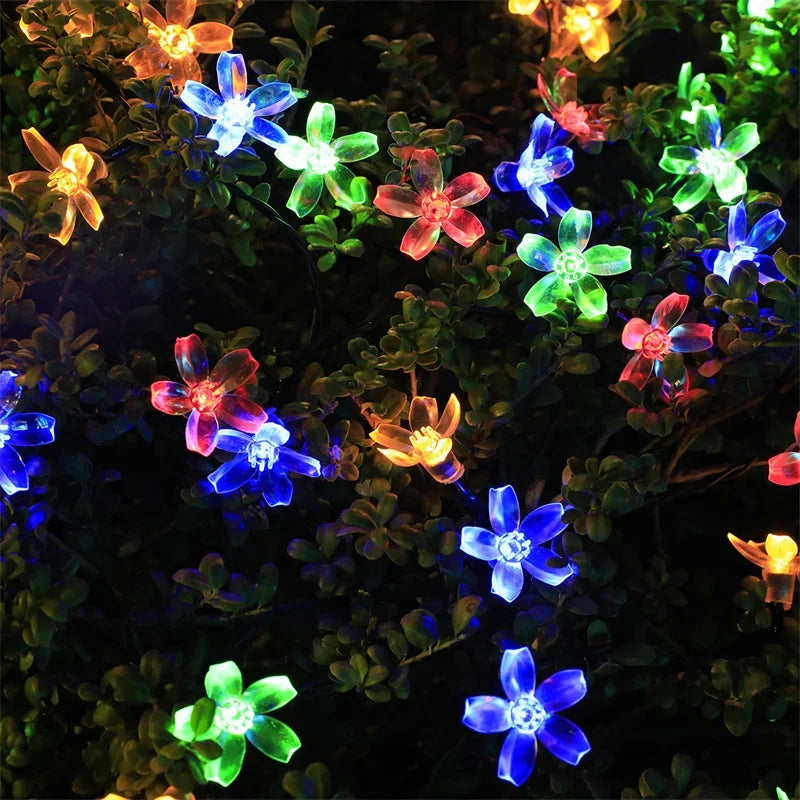 Solar Fairy String Light Sakura Garlands 5M Peach Flower CherryLED Lamp for Wedding Party Garden Outdoor Decor Led Lights