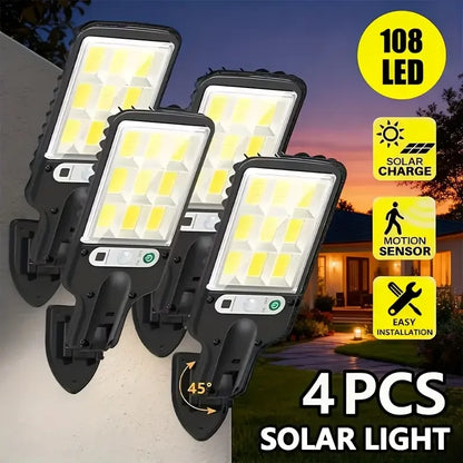 Solar Street Light Wall Lamp Motion Sensor System Remote Control Waterproof Auto Dusk to Dawn Garden Pathway Security Lighting