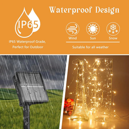 100 LED Solar Fairy Waterproof Copper Wire String Lights 8 Modes Christmas Party Garland Solar Lamp for Outdoor Garden Wedding