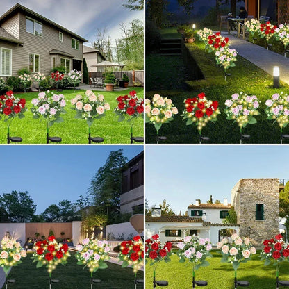 LED Solar Light Waterproof Azalea Solar Flowers Lamp Outdoor Decorative for Garden Yard Lawn Path Lighting Holiday Wedding Decor