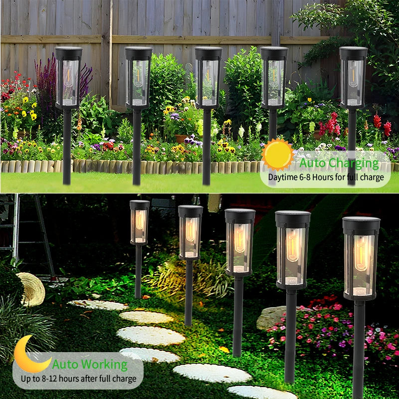 Outdoor Solar Aisle Lights 8 Pack Garden Waterproof Auto On/Off for Lawn Terrace Walkway Driveway Decoration Landscape Lighting