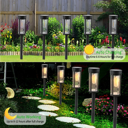 Outdoor Solar Aisle Lights 8 Pack Garden Waterproof Auto On/Off for Lawn Terrace Walkway Driveway Decoration Landscape Lighting