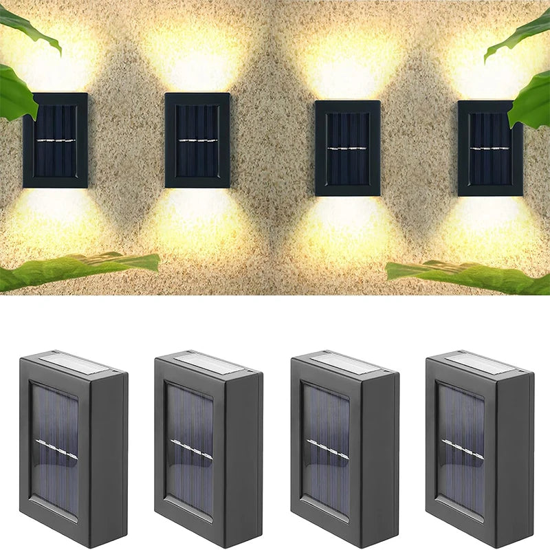 Solar Up and Down Spot Lights Outdoor, Street Wall Light Lamp Solar Powered Sunlight Waterproof Solar Lamp Garden Decorative